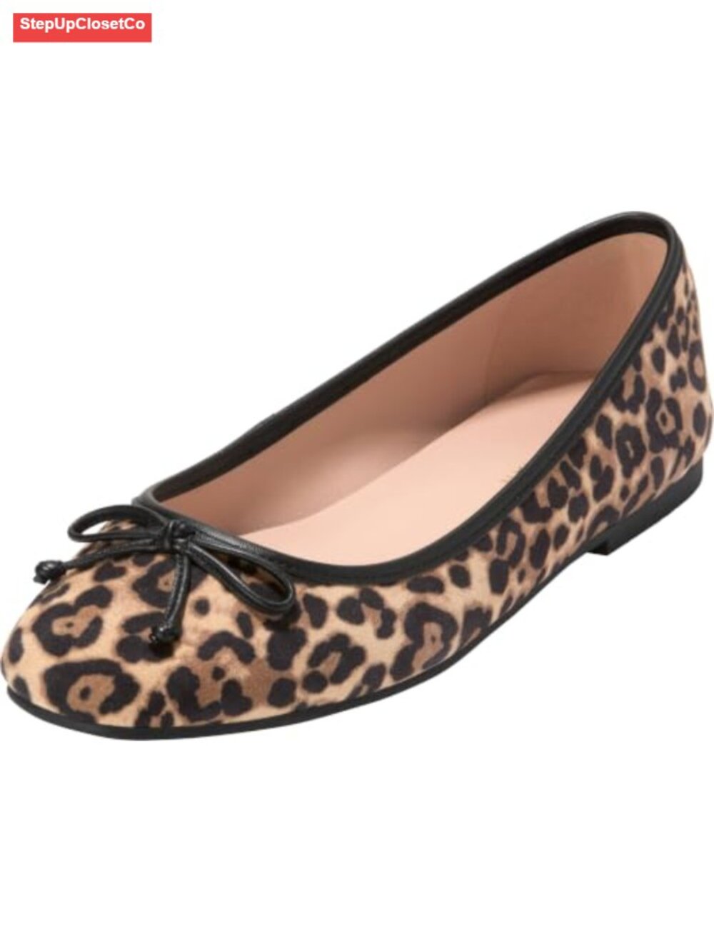 Square Toe Ballet Flats with Bow Detail and Padded Insole